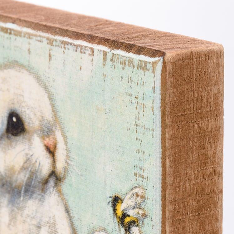 Primitives By Kathy White Bunny Block Sign