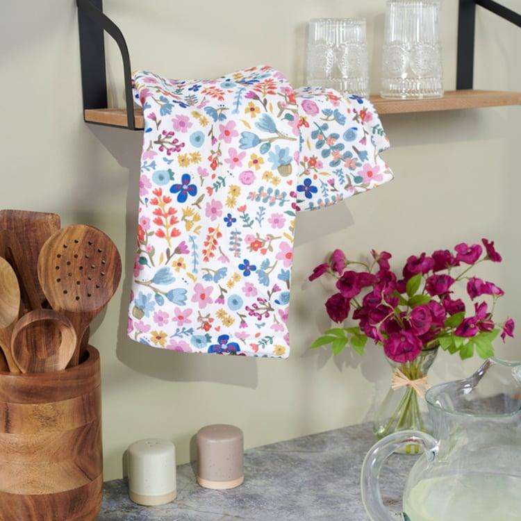 Primitives By Kathy White Floral Kitchen Towel