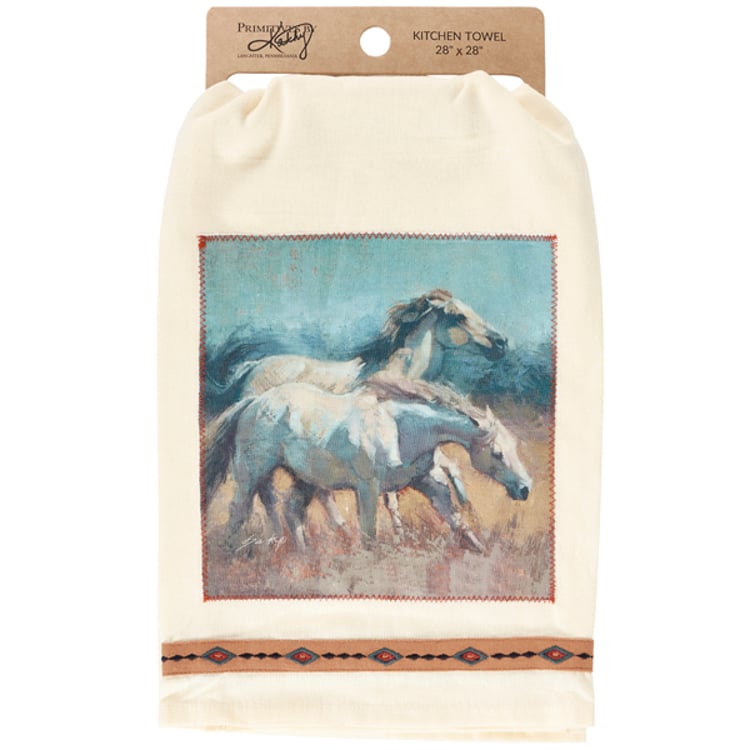 primitives by kathy Wild Horses Kitchen Towel
