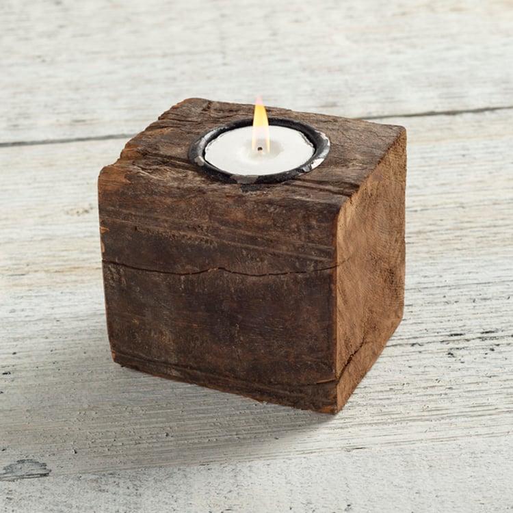Primitives By Kathy Wood Block Candle Holder