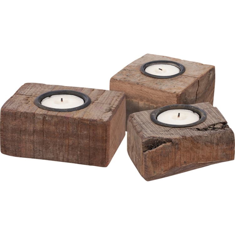 primitives by kathy Wood Block Candle Holder