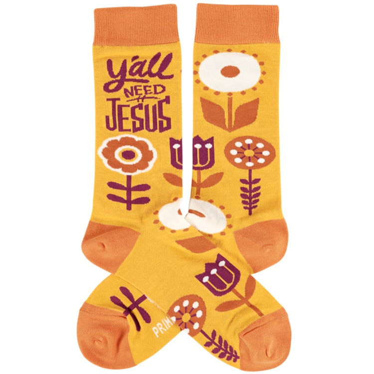 Primitives By Kathy Y'all Need Jesus Socks