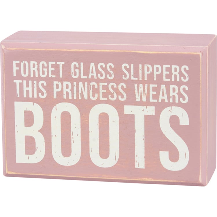 Primitives By Kathy Princess Wears Boots Box Sign And Sock Set