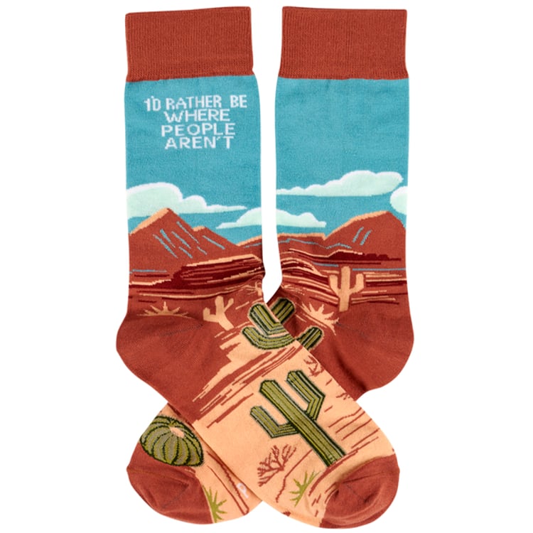 Primitives By Kathy Rather Be Where People Aren't Socks
