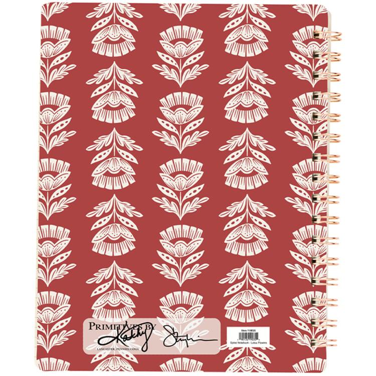 Primitives By Kathy Red Folk Floral Spiral Notebook