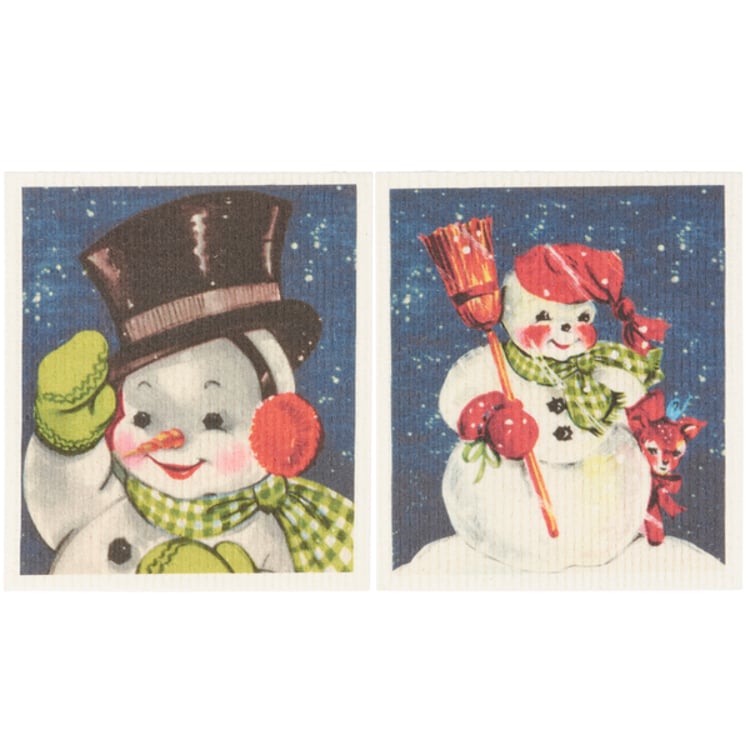 Primitives By Kathy Retro Snowmen Swedish Dishcloth Set