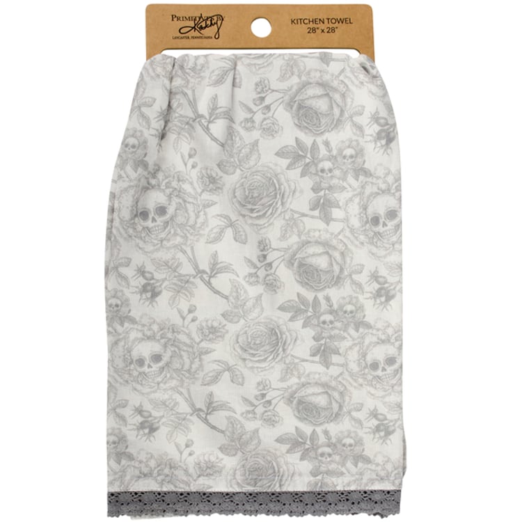 Primitives By Kathy Rose Skull Flower Kitchen Towel