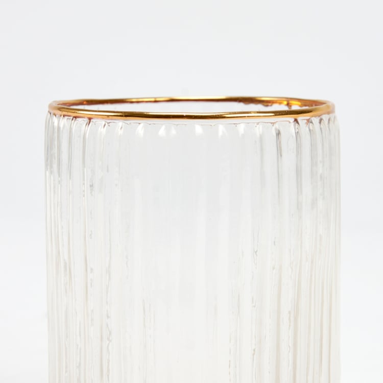 Primitives By Kathy Small Gold Ribbed Drinking Glass
