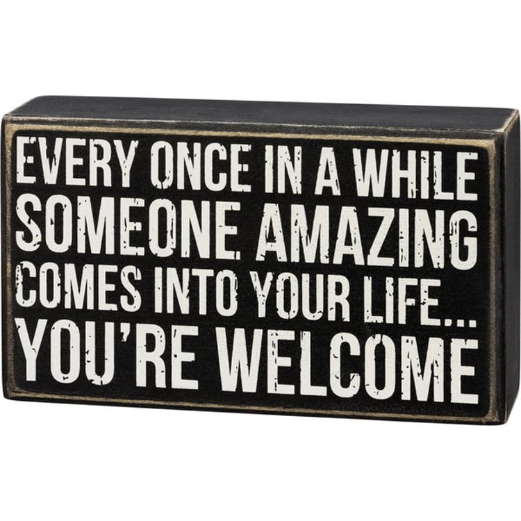 primitives by kathy Someone Amazing You're Welcome Box Sign
