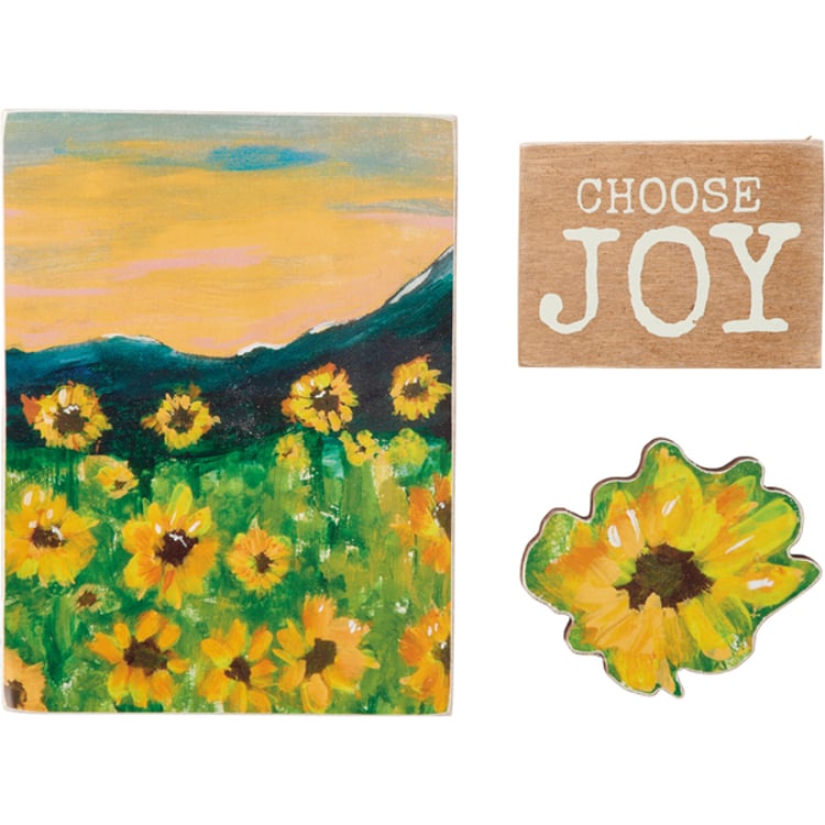 Primitives By Kathy Sunshine And Sunflowers Magnet Set