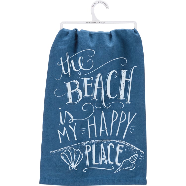 primitives by kathy The Beach Is My Happy Place Chalk Kitchen Towel