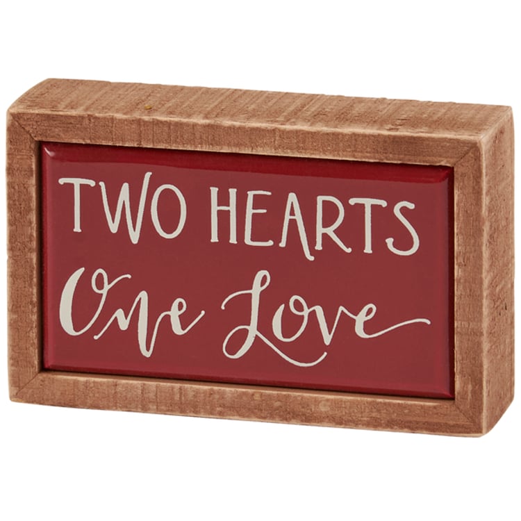 primitives by kathy Two Hearts One Love Box Sign Mini