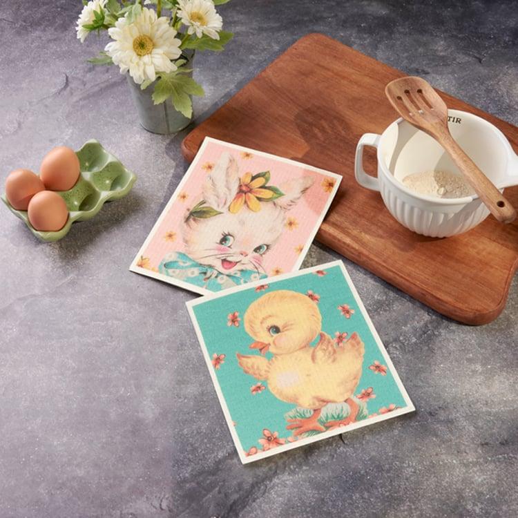 Primitives By Kathy Vintage Easter Swedish Dishcloth Set