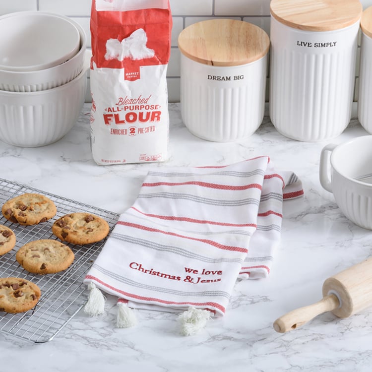 Primitives By Kathy We Love Christmas & Jesus Kitchen Towel