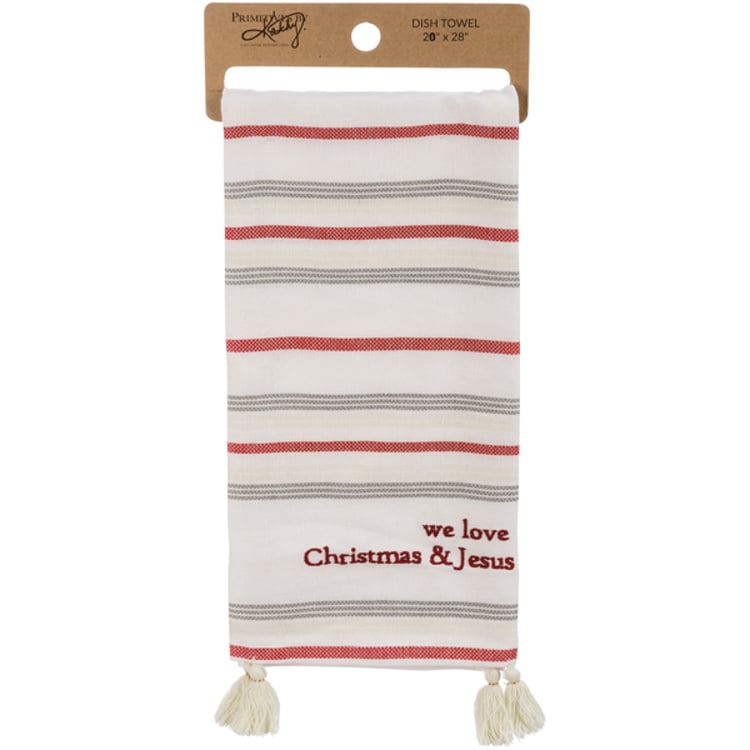 Primitives By Kathy We Love Christmas & Jesus Kitchen Towel