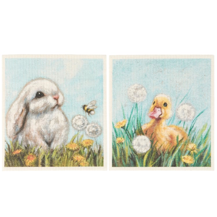 Primitives By Kathy White Bunny Swedish Dishcloth Set