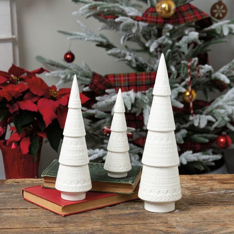 Primitives By Kathy White Ceramic Christmas Tree Set