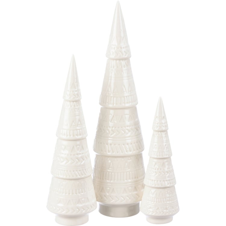 primitives by kathy White Ceramic Christmas Tree Set