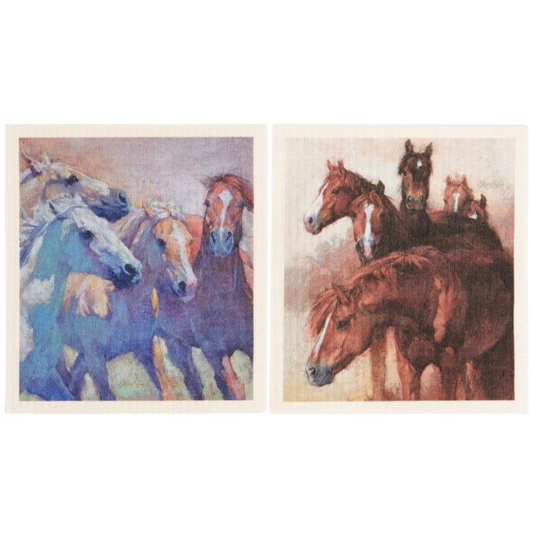 Primitives By Kathy Wild Horses Swedish Dishcloth Set