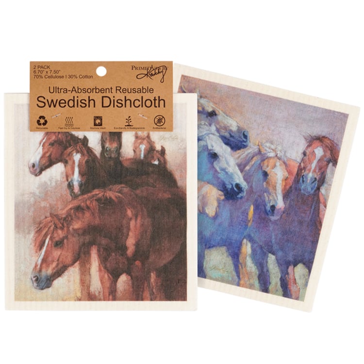 primitives by kathy Wild Horses Swedish Dishcloth Set