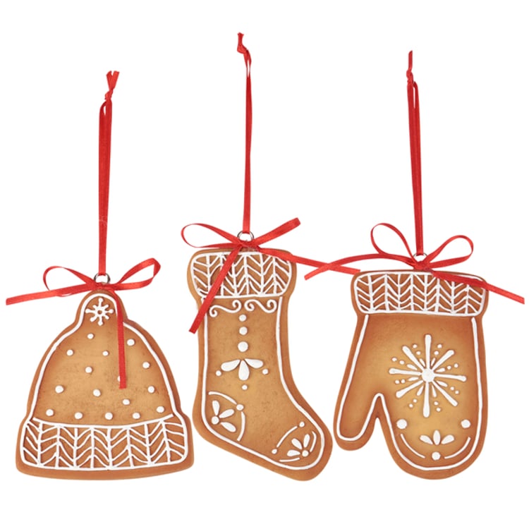 primitives by kathy Winter Gingerbread Ornament Set