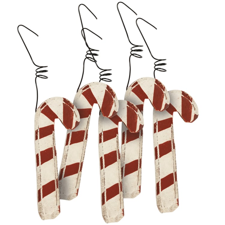 primitives by kathy Wooden Candy Canes Ornament Set