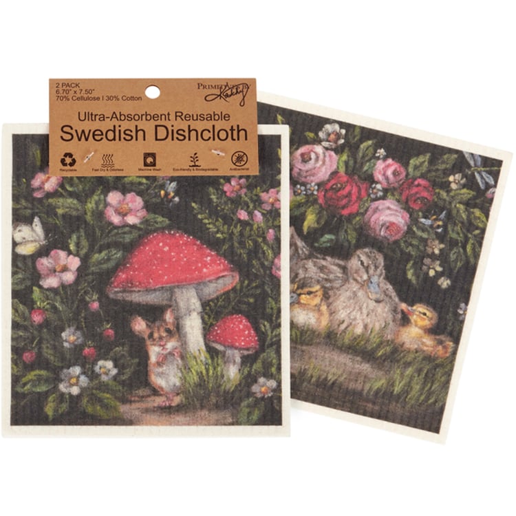 primitives by kathy Woodland Friends Swedish Dishcloth Set