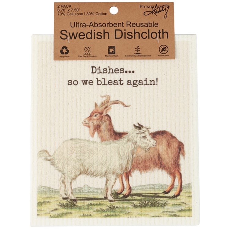 Primitives By Kathy You Goat This Swedish Dishcloth Set