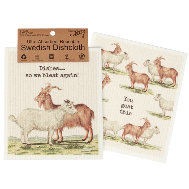 primitives by kathy You Goat This Swedish Dishcloth Set