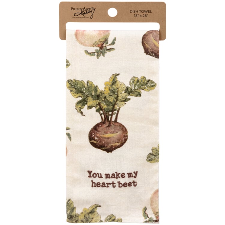 Primitives By Kathy You Make My Heart Beet Kitchen Towel