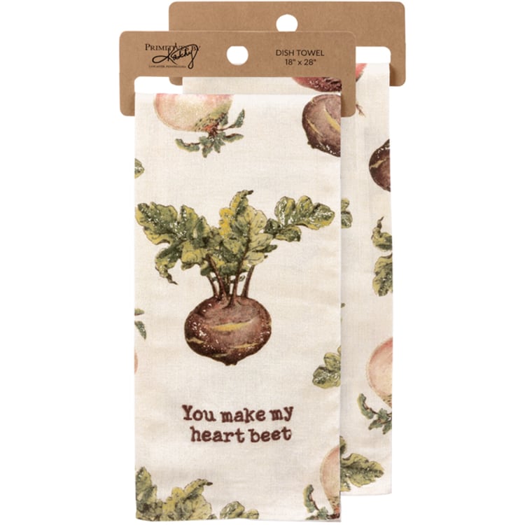 primitives by kathy You Make My Heart Beet Kitchen Towel