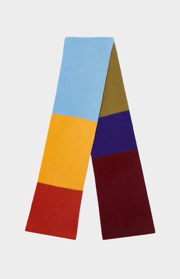 pringle of scotland Brushed Multi-colour Lambswool Scarf In Block Stripes
