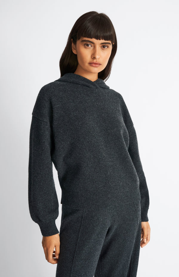 Pringle Of Scotland Cashmere Blend Hoodie In Charcoal