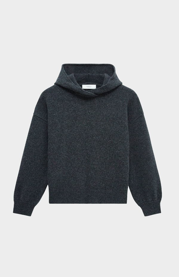 Pringle Of Scotland Cashmere Blend Hoodie In Charcoal