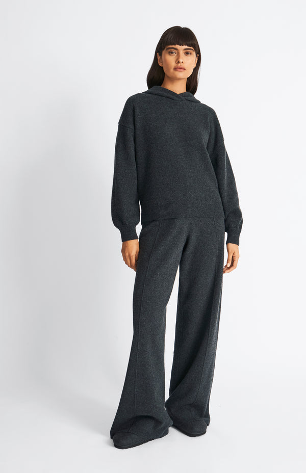 pringle of scotland Cashmere Blend Hoodie In Charcoal