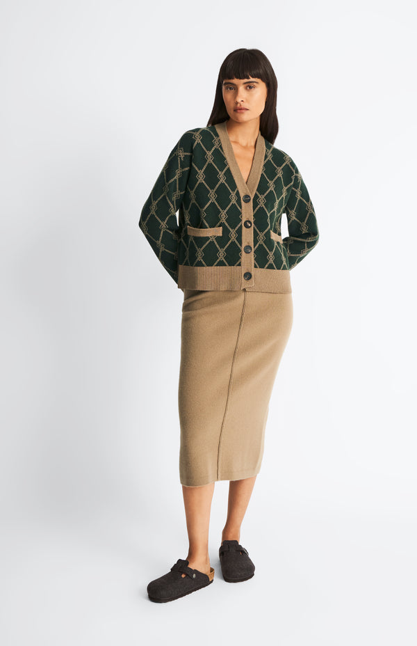Pringle Of Scotland Cashmere Blend Pencil Skirt In Camel