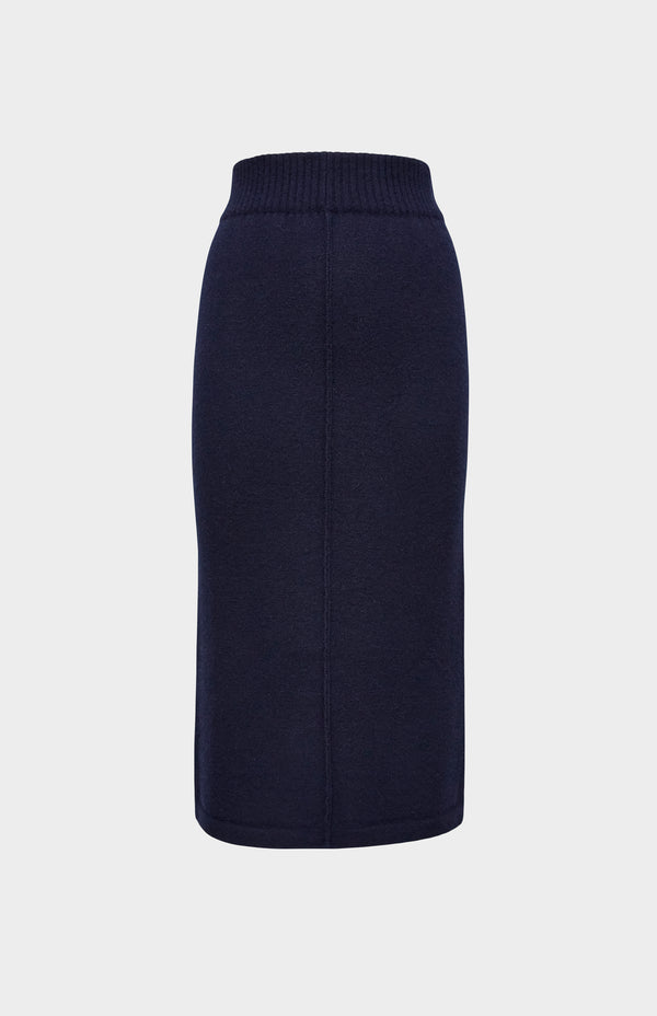 Pringle Of Scotland Cashmere Blend Pencil Skirt In Indigo