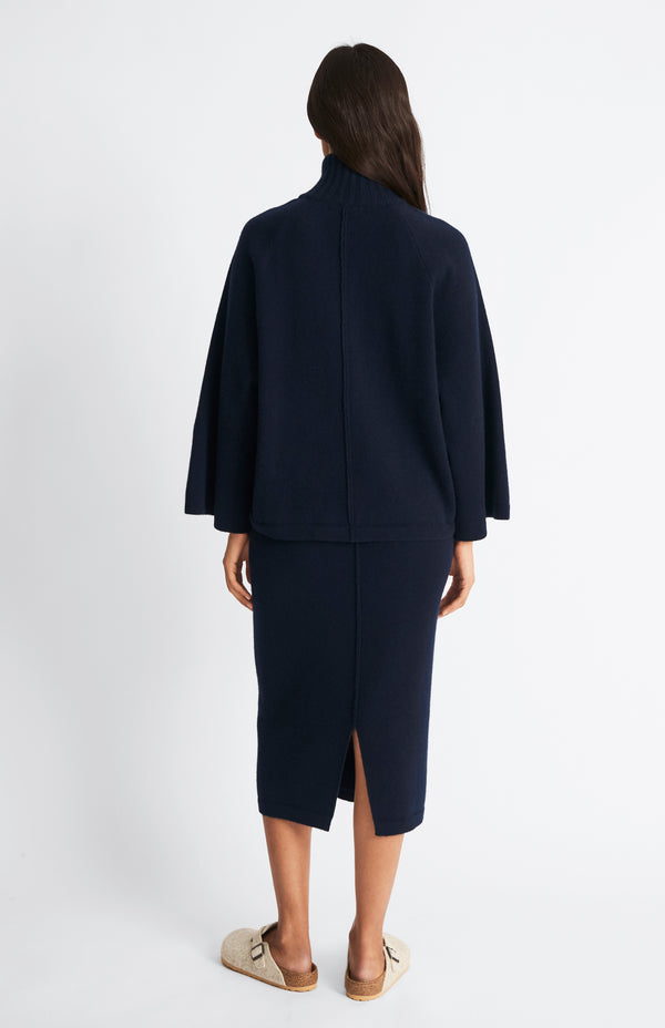 Pringle Of Scotland Cashmere Blend Pencil Skirt In Indigo