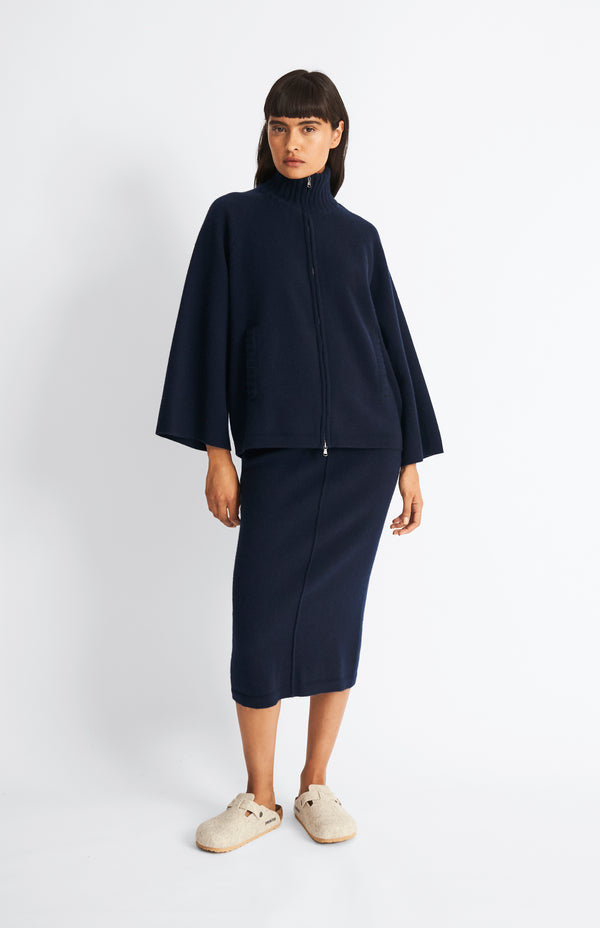 pringle of scotland Cashmere Blend Pencil Skirt In Indigo