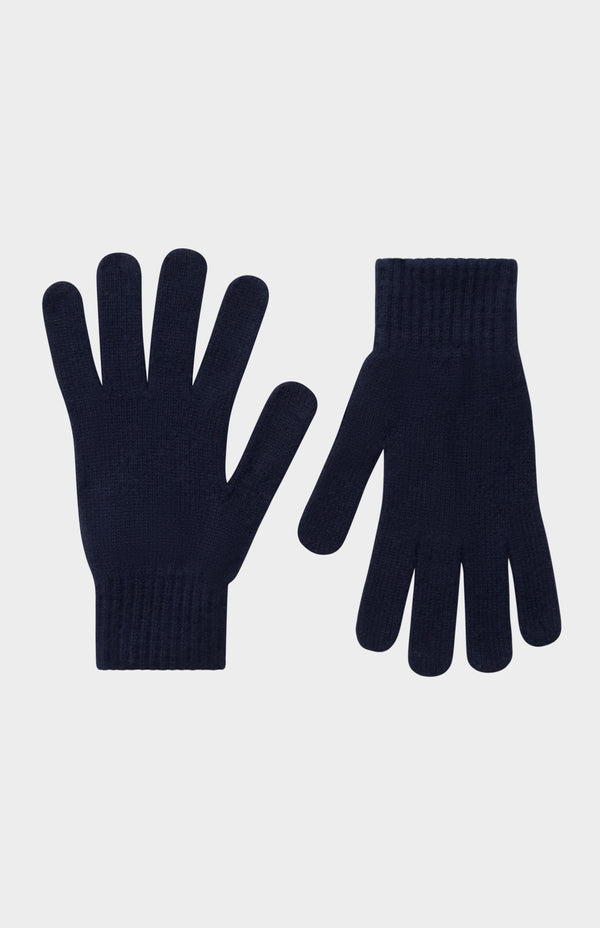 pringle of scotland Classic Cashmere Gloves In Navy Melange