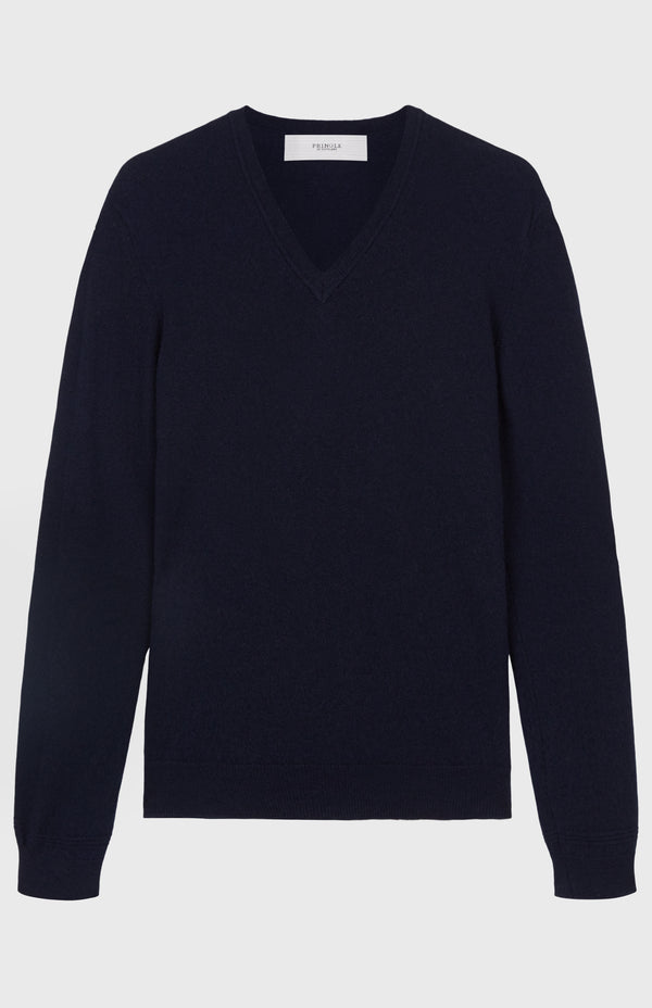 Pringle Of Scotland Classic Cashmere V Neck Jumper In Ink