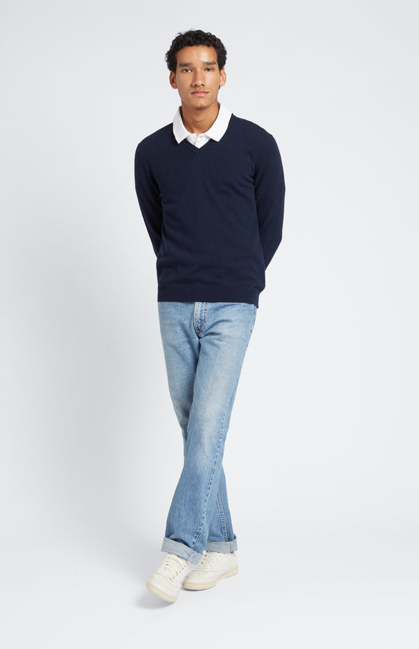 Pringle Of Scotland Classic Cashmere V Neck Jumper In Ink