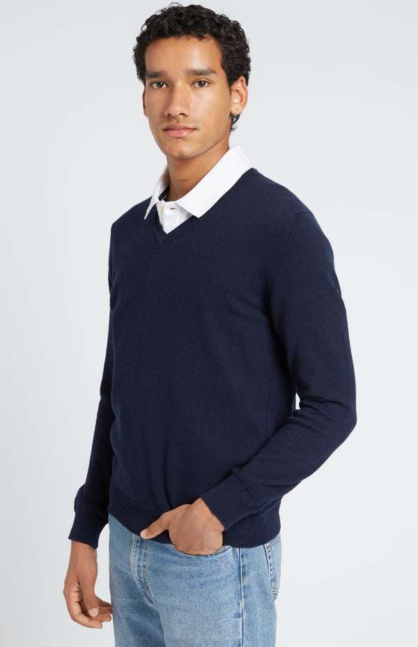 Pringle Of Scotland Classic Cashmere V Neck Jumper In Ink