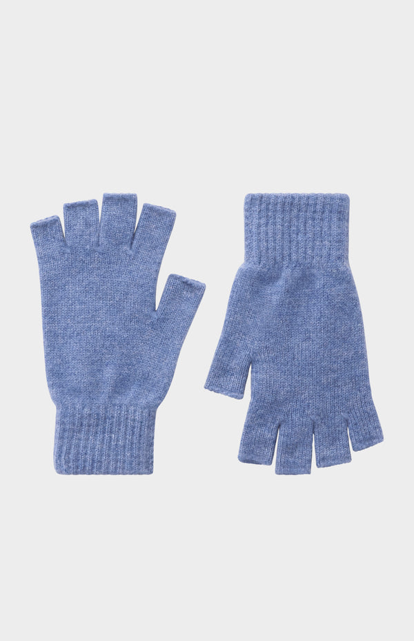 pringle of scotland Fingerless Cashmere Gloves In Blue Melange