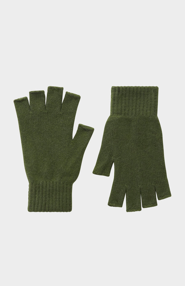 pringle of scotland Fingerless Cashmere Gloves In Evergreen