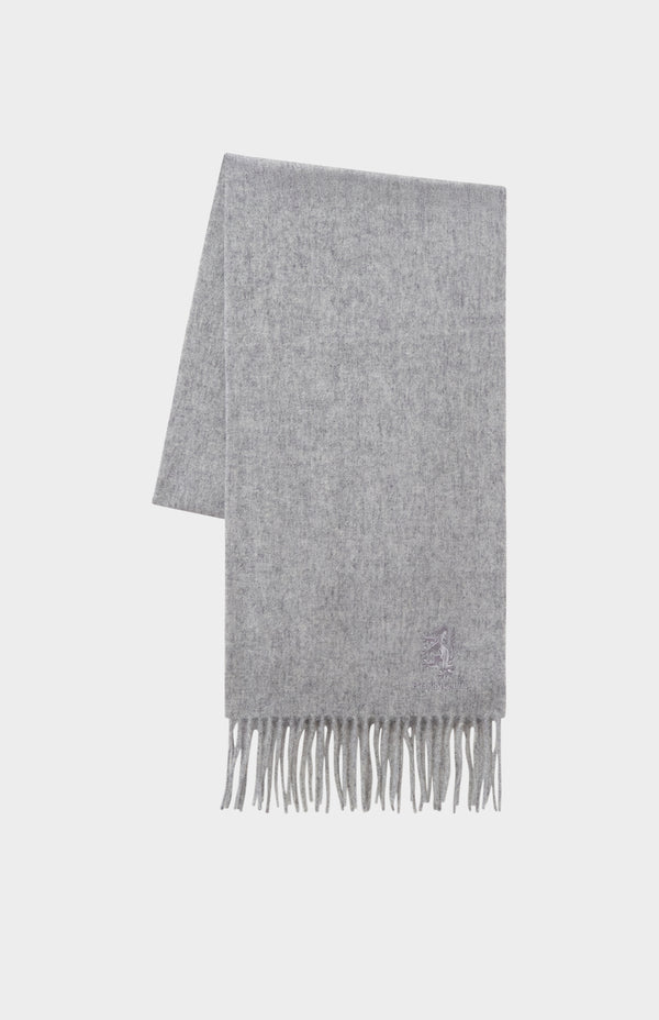 pringle of scotland Fringed Lambswool Scarf In Grey