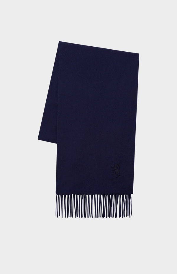 pringle of scotland Fringed Lambswool Scarf In Navy