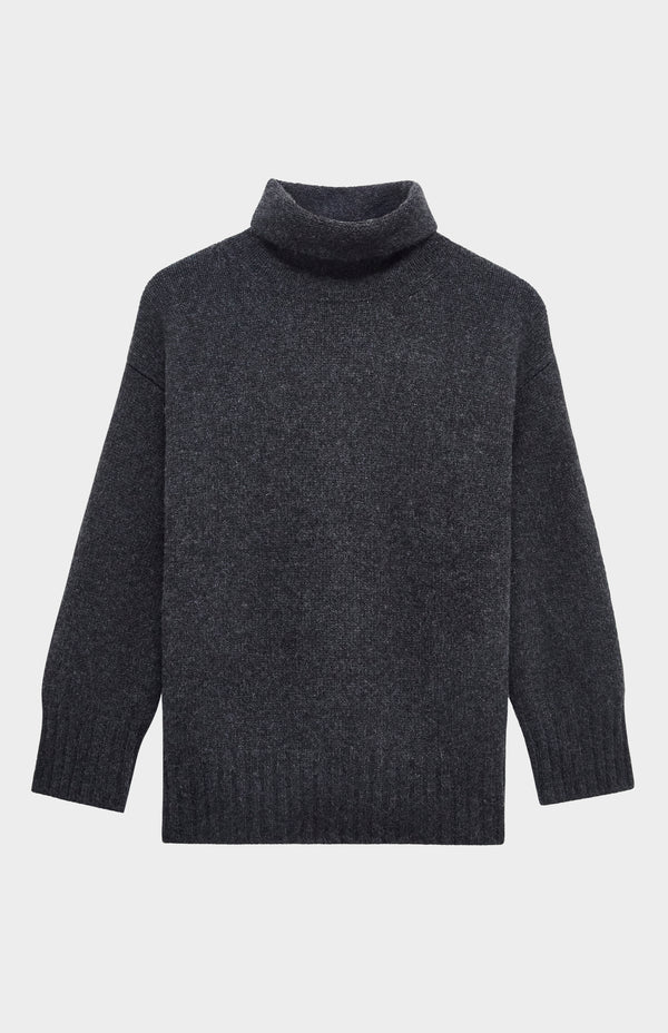 Pringle Of Scotland High Neck Chunky Cashmere Jumper In Charcoal