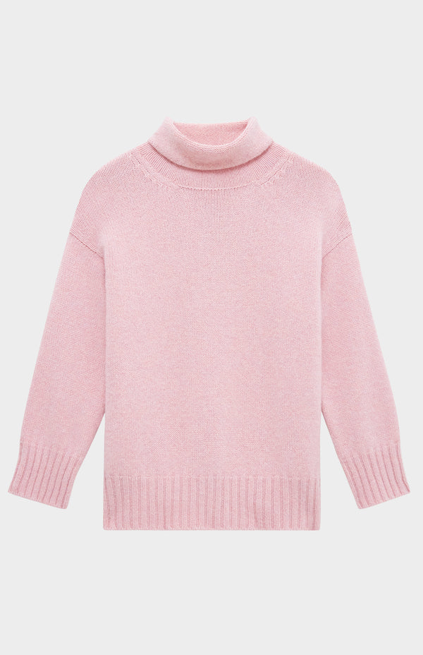 Pringle Of Scotland High Neck Chunky Cashmere Jumper In Dusty Pink