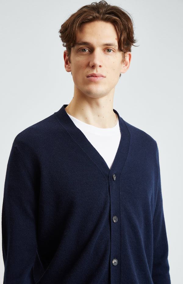 Pringle Of Scotland Men's Cashmere Cardigan In Navy